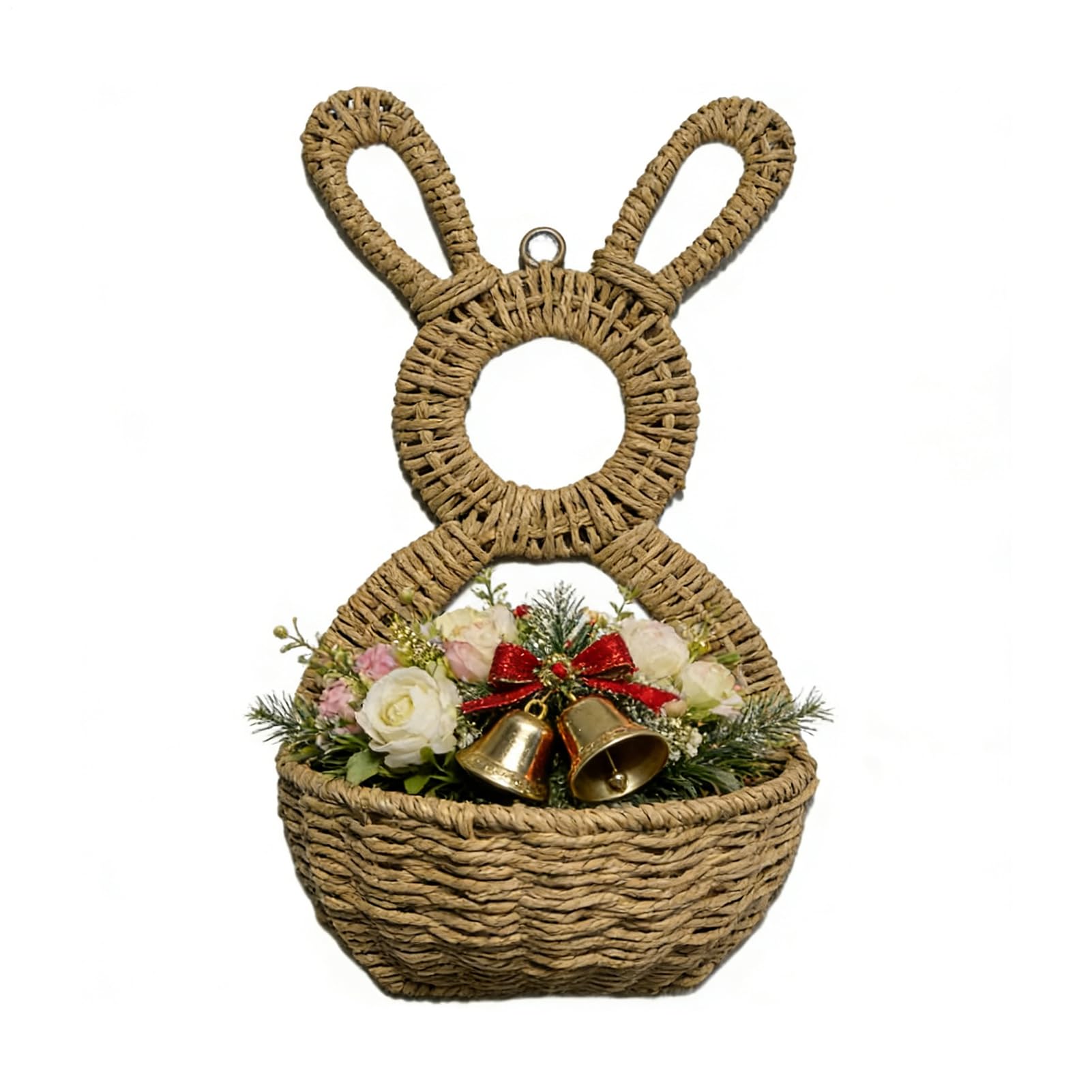 Cesta de pared de Pascua de ratán trenzado para casa de campo y entrada