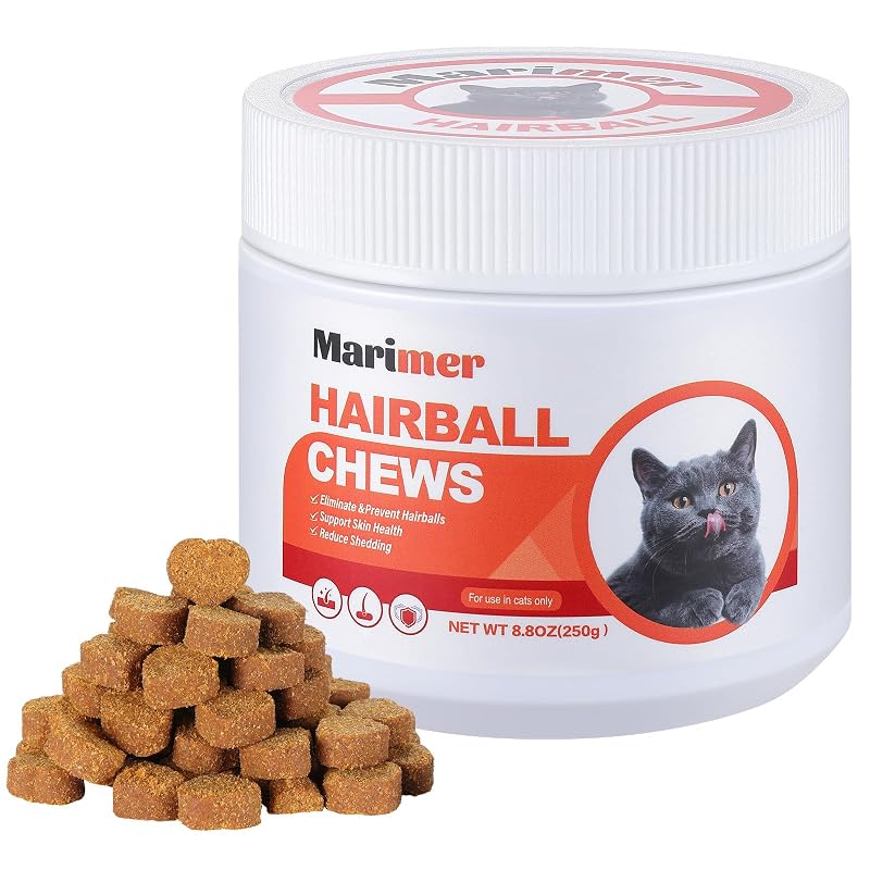 Suplemento para rotina de cuidados com bolas de pelo para gatos Marimer, sabor frango, 100 unidades