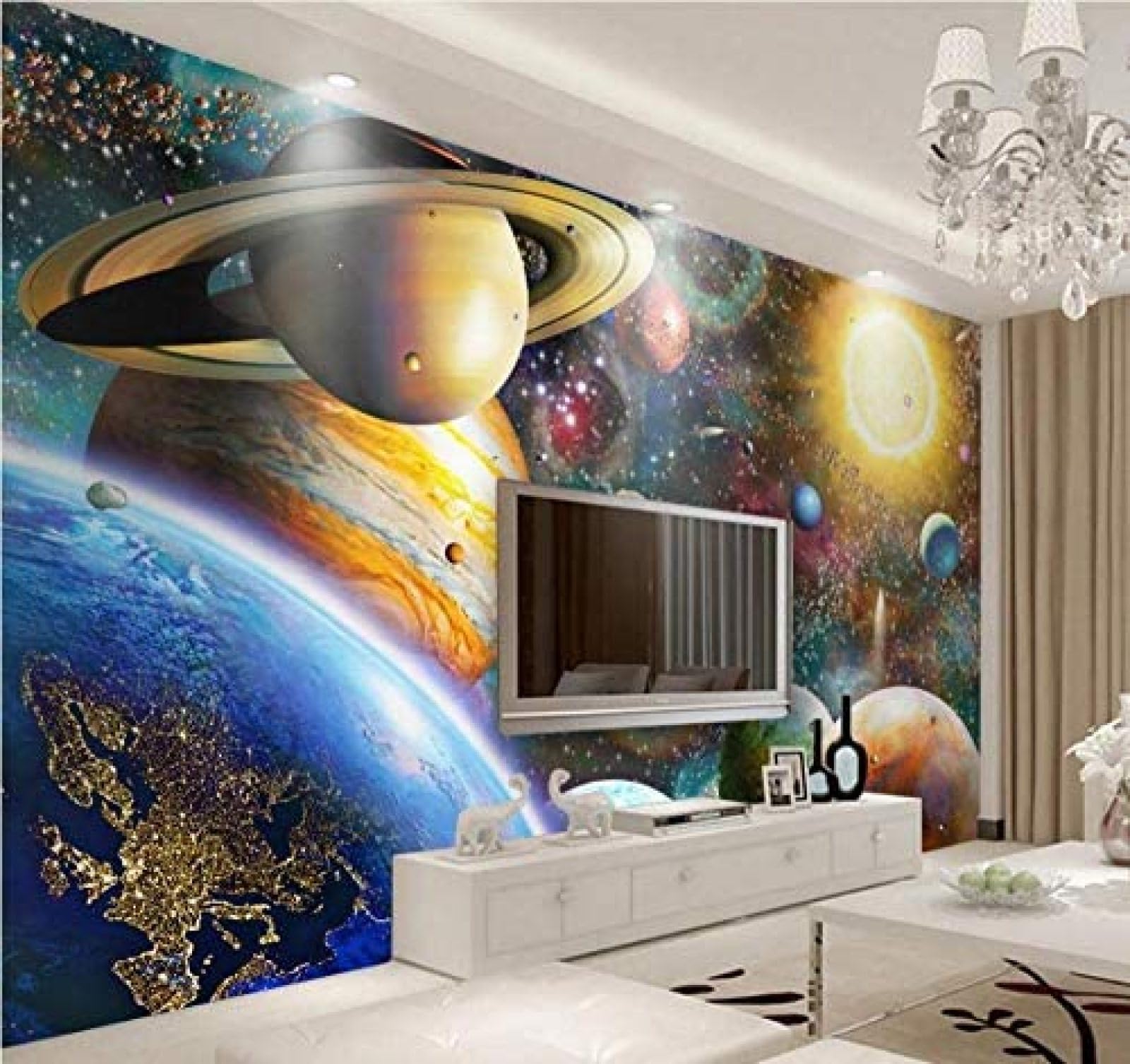 Grand Papier Peint Mural 3D Cosmos pour Agrandir une Petite Chambre d'Enfants XLMING 250x170