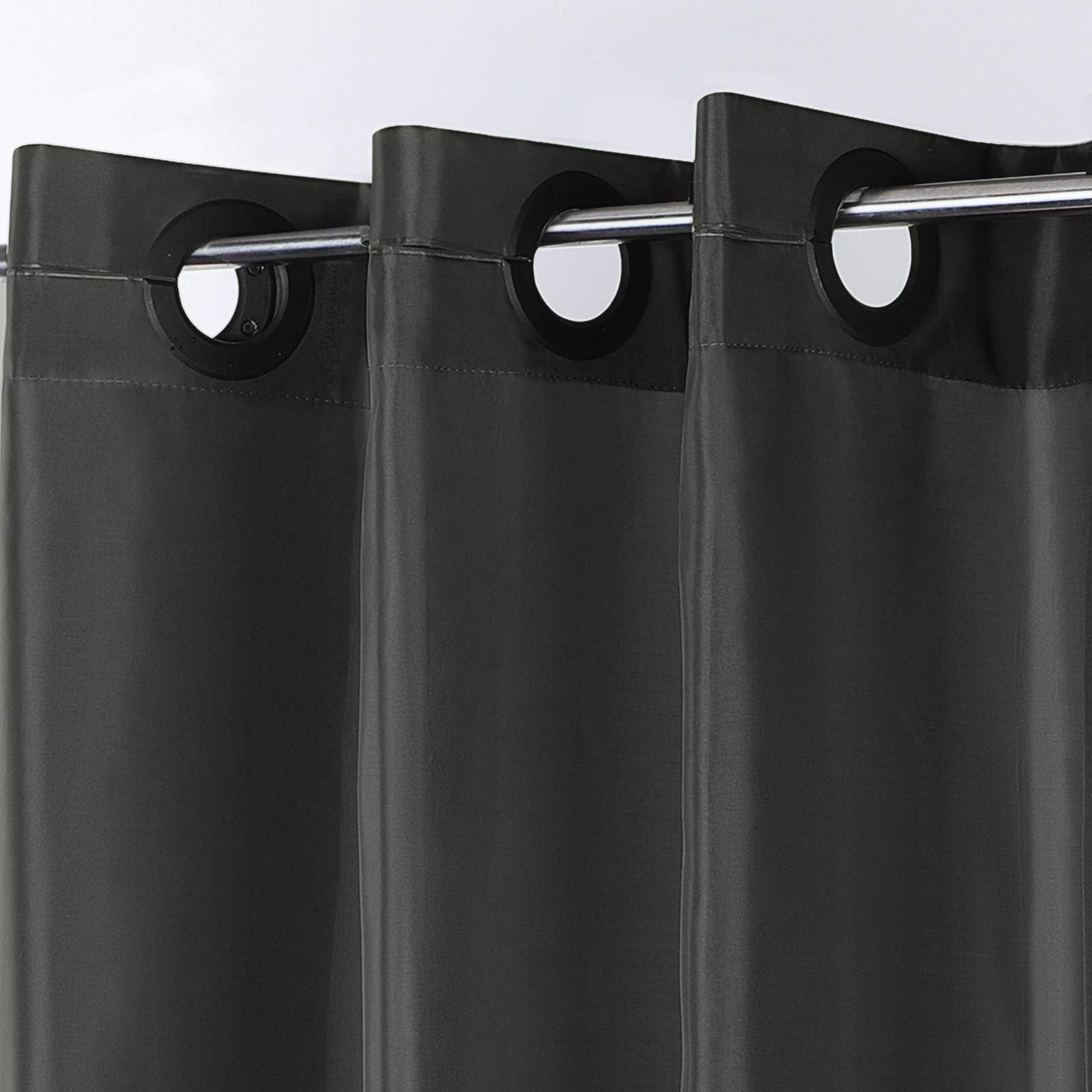FurlinicDark Grey Shower Curtains Wet Room Waterproof Mould Proof Resistant Bath Curtains Washable Fabric Polyester Soft Encozy 96x72 Inch.
