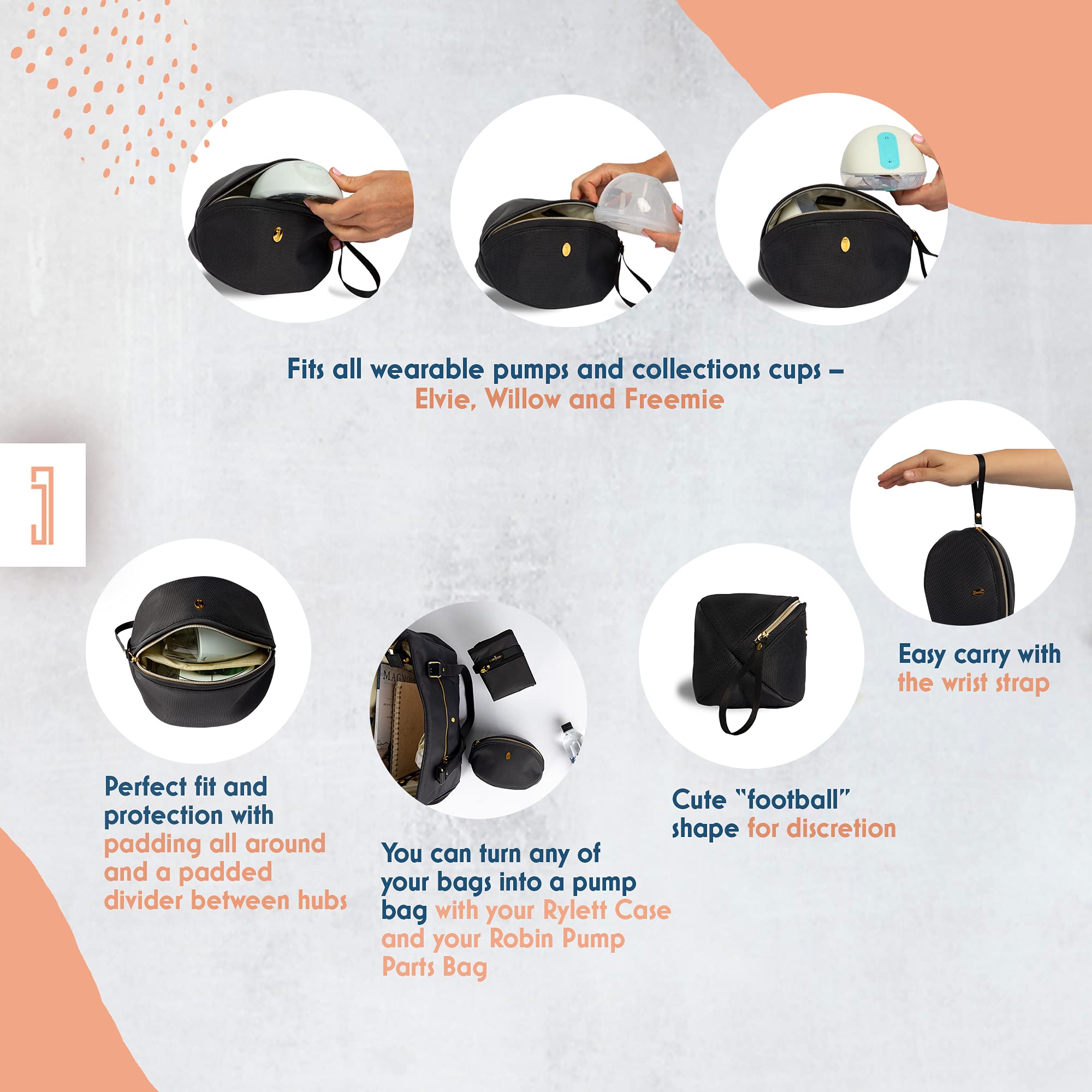 Wearable Breast Pump Bag for Working Moms, Case for Willow and Elvie