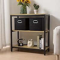 Vista 3 de PRANDOM Contenedores plegables de cuero de 11 x 11 pulgadas [paquete de 2] cestas de almacenamiento de tela, cajones con asas de algodón