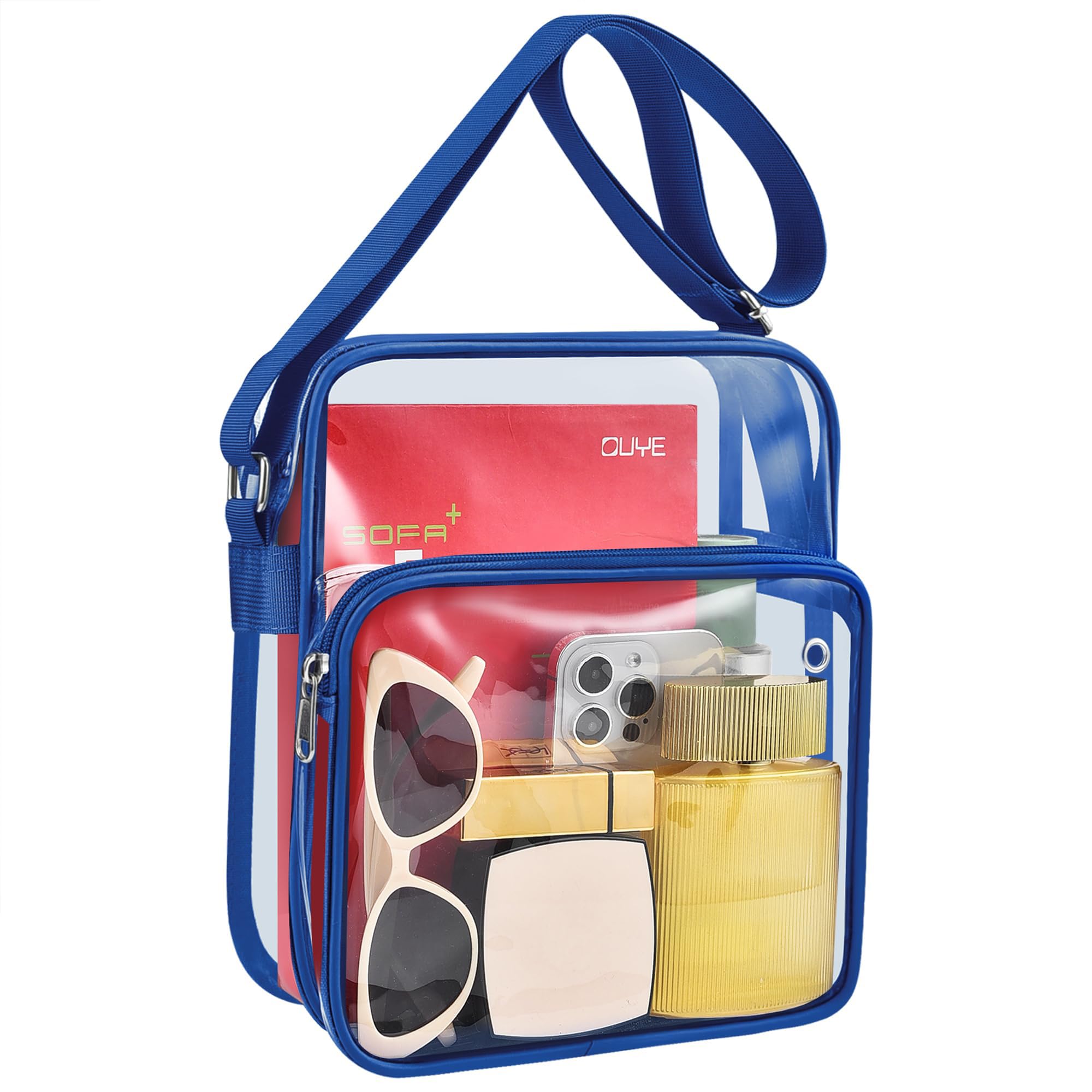 MAY TREE Clear Messenger Bag Stadium Approved Clear Bag Purse for Stadium Events Concert Sport Work