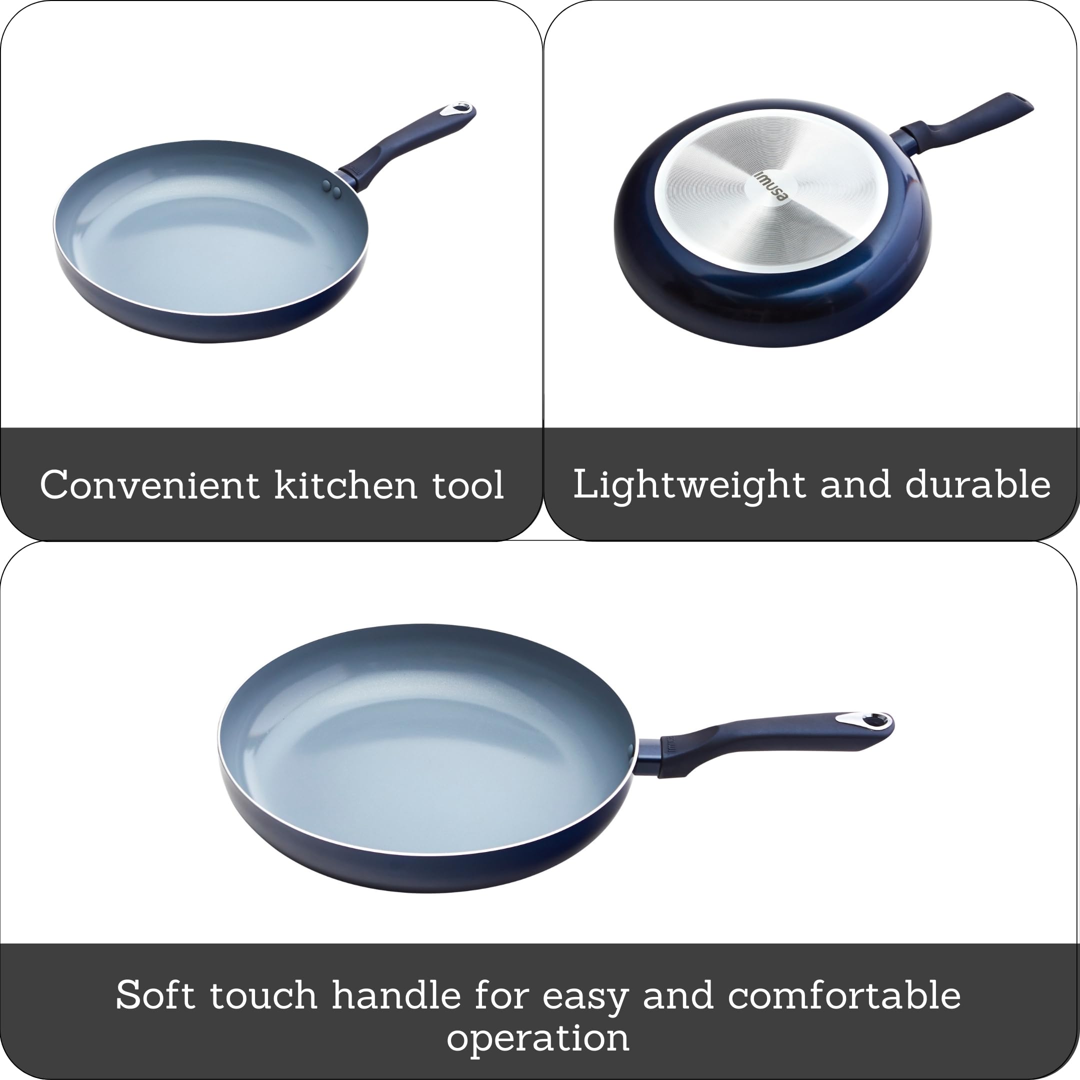 Amazon.com: IMUSA USA Blue Ceramic Fry Pan with Soft Touch