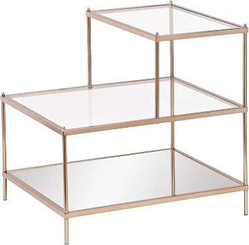 SEI Furniture - Knox Accent Table - Copper - Transitional Design, Metal and Glass - Ideal for Living Room, Bedroom OC2205
