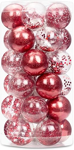 Miniatura 15 de 24 unidades - Adornos de bolas de Navidad colgantes de plástico transparente inastillable con bolas delicadas decorativas (2.36"/60mm, negro)
