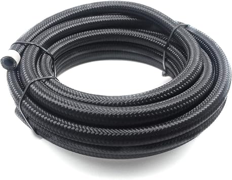 4AN 10Ft Universal Braided Oil Fuel Line Hose Stainless Steel Nylon for 1/4" Tube Size