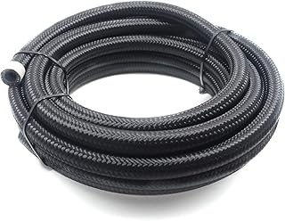 6AN 10FT Universal Braided Oil Fuel Line Hose Stainless Steel Nylon for 3/8" Tube Size
