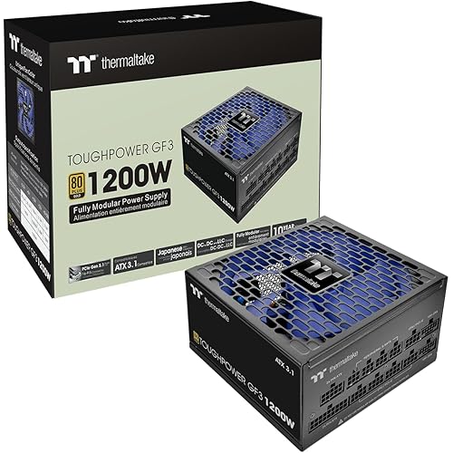 Thermaltake Toughpower GF3 1200W; ATX 3.1; x2 Native PCIe 5.1 12V-2x6; Flat Cables; Color Matched Connectors; Japanese Main Capacitors; 135mm Fan; 80 Plus Gold Certified; Black; PS-TPD-1200FNFAGU-4
