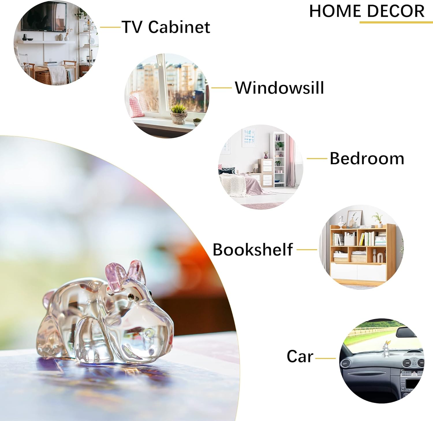 HDCRYSTALGIFTS 2.8inch Crystal Hippo Figurines Collectibles Gift for Women Art Glass Hippopotamus Statue Animal Paperweight Ornament for Table Home Decoration