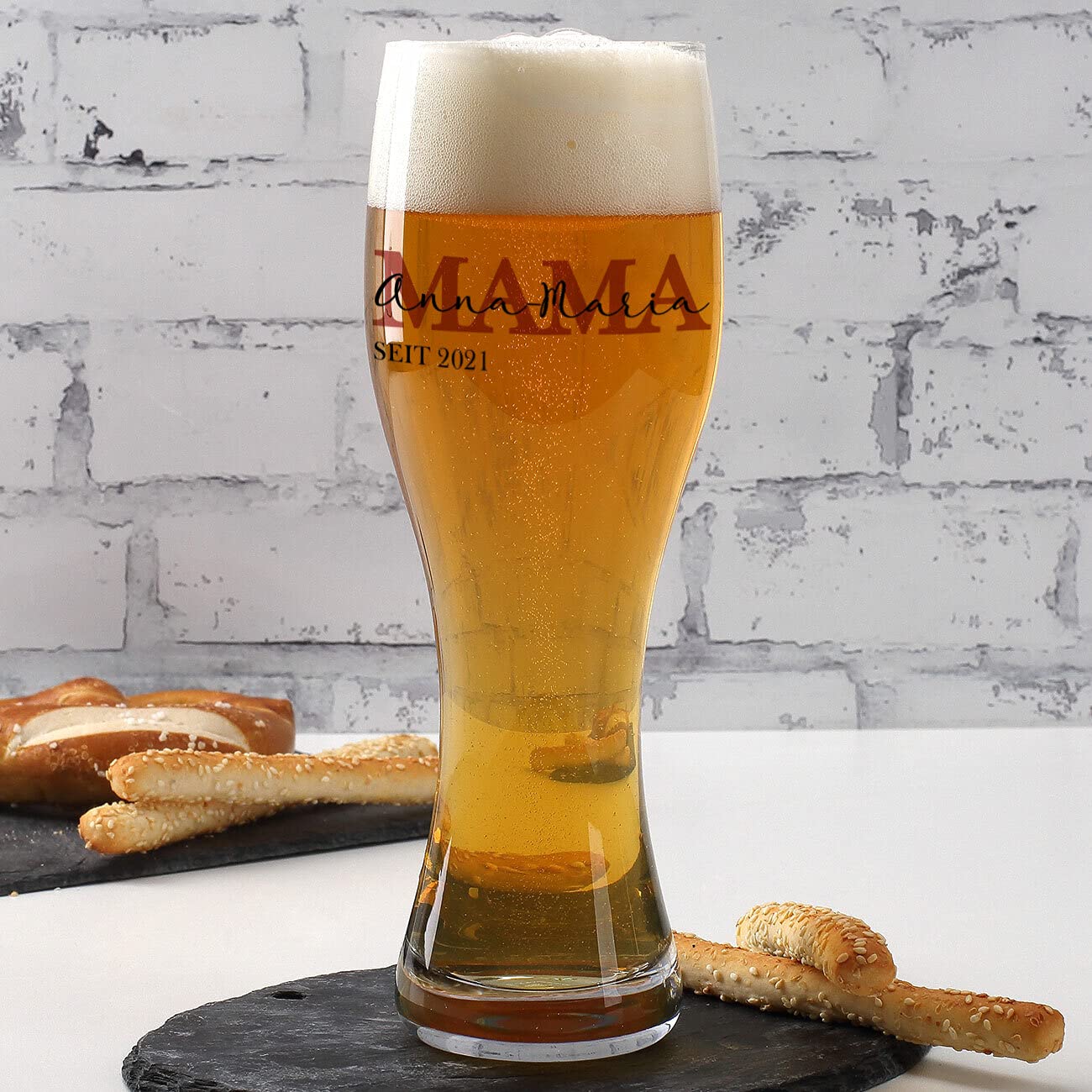 Personalisiertes Bier-Geschenkset Von Herz & Heim® – Für 0,33 L Flasche Oder Weizenglas (27x9,5x9,5 Cm)