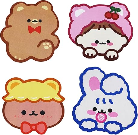 amazon com ankomina 4 pcs cute animal bear rabbit mouse pads small anti slip waterproof desk mat pads for working gaming office stationery office products