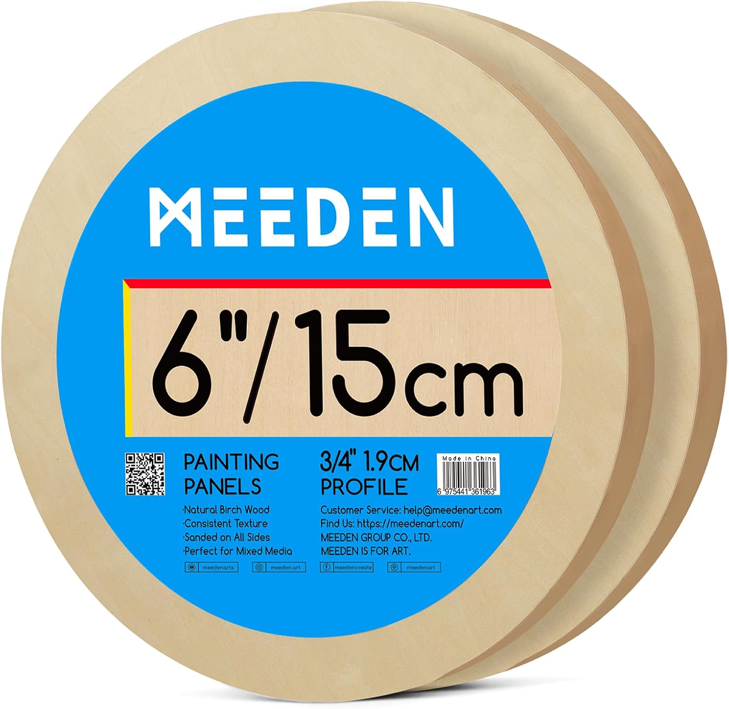MEEDEN Round Wood Canvas Panels: 3/4" Deep 20" Dia Round Wooden Canvas Panel - Pack of 2 Cradled Wood Art Boards for Pouring Art, Crafts, Painting