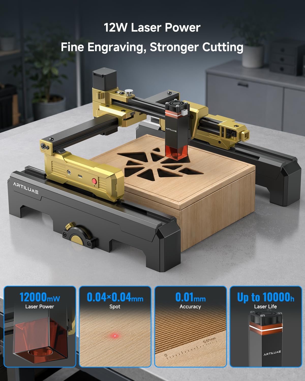 Artilume T1-P Foldable Laser Engraver 12000mW Laser Engraving Machine
