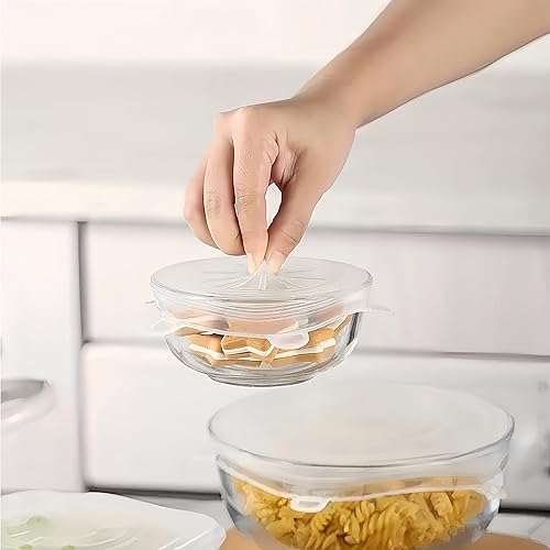 Miniatura 9 de Tapas elásticas de silicona de 6 tamaños y tapas de sellado, fundas elásticas reutilizables resistentes al calor, utilizadas para almacenamiento de