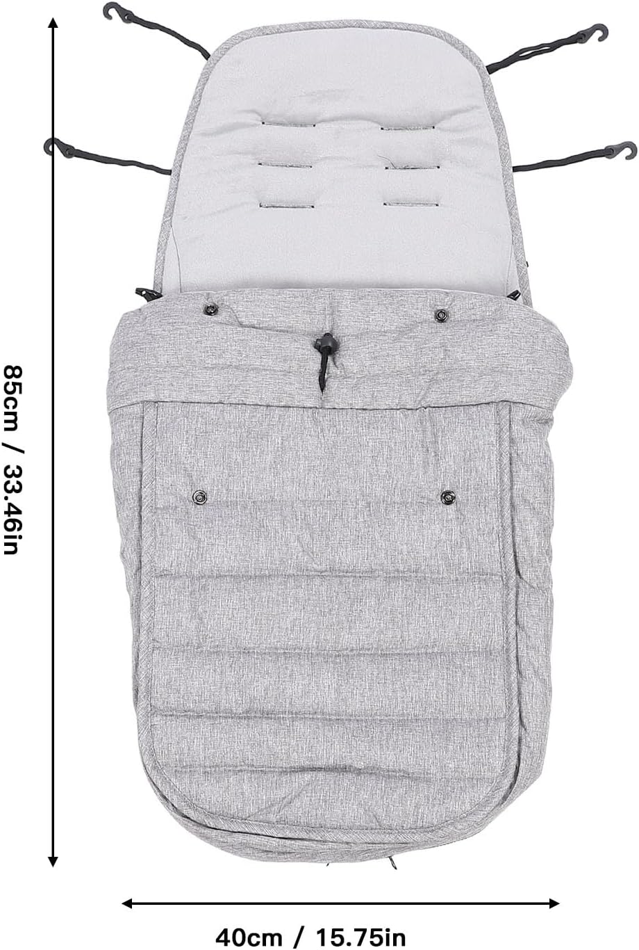 Baby Stroller Footmuff Thick Insulated Cover, Windproof & Cold Proof for Winter Outings, Adjustable Lock, Universal Fit, Cotton Material, 40x85cm (Grey)