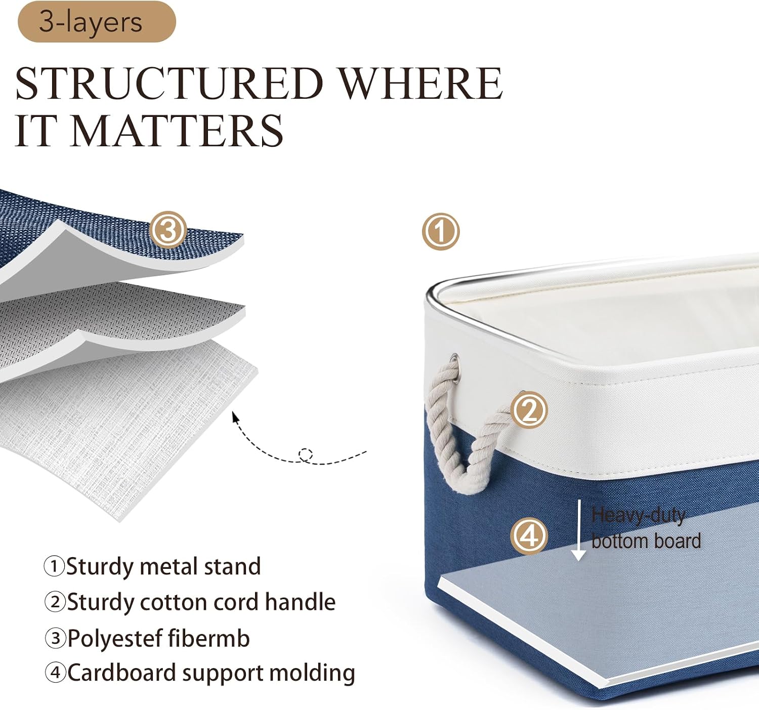 15x11x10 In Foldable Fabric Large Storage Bins with Handle 1 Pack image 2