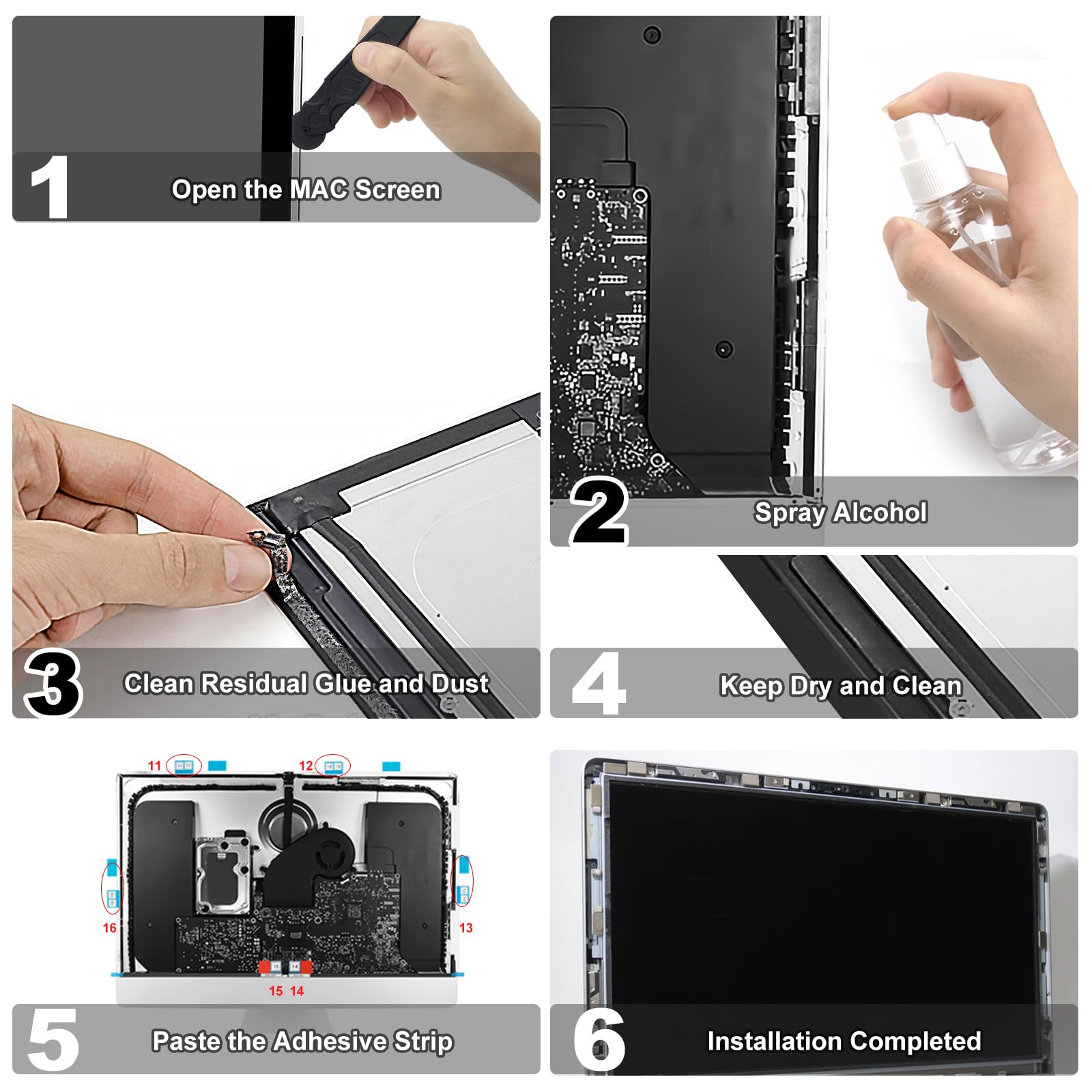 Cinta adhesiva de repuesto para pantalla LCD, compatible con Apple iMac 27 pulgadas A1419 Retiona 2012-2015