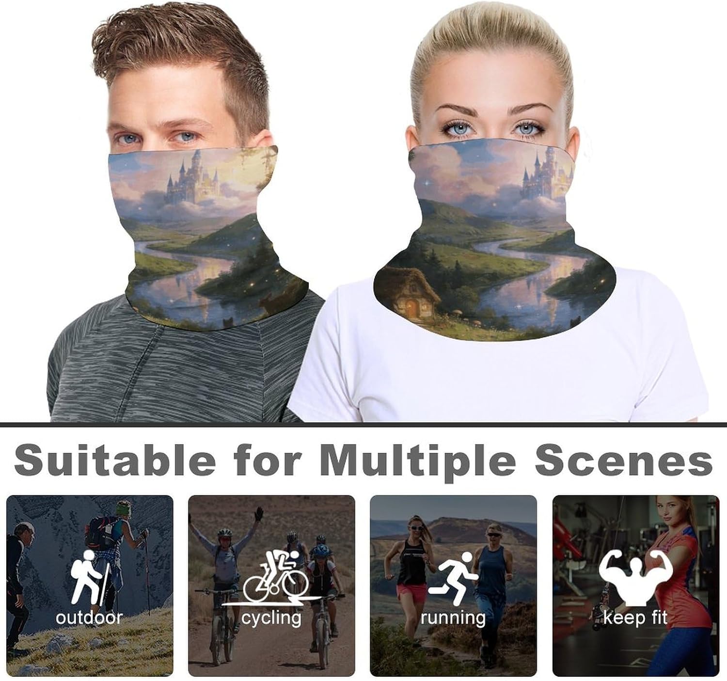 Fairytale Land Neck Gaiter Face Mask for Men And Women Breathable Dustproof Face Cover Scarf for Outdoor Sports Sun Protection Bandana for Fishing Hiking
