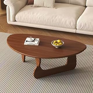 SoulNest Walnut Coffee Table Solid Wood Coffee Table Oval Triangle Morde...