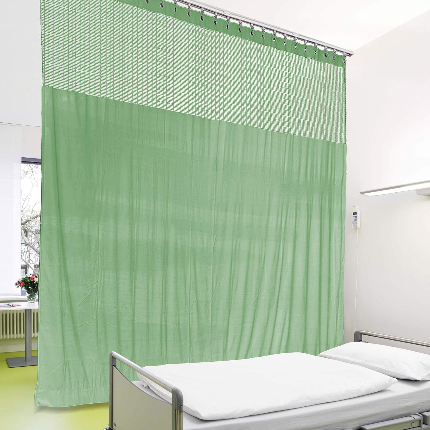 cololeaf 12ft Wide x 7ft Tall Nickle Grommet Hospital Curtain Cubicle Medical Curtains, Room Divider Privacy Curtain, in Olive Customizable