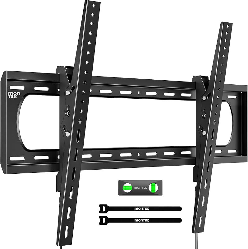 monTEK Heavy Duty Tilting TV Wall Mount for 60-120 Inch TVs up to 300 lb | ±10° tool-free tilt reduces glare; 4X load tested, wide one-piece wall plate, max VESA 900x600mm, fits 16/18/24 in wood studs