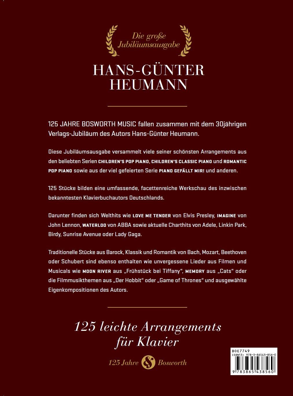 Hans-gunter heumann: die gro e jubilaumsausgabe piano: 125 Leichte Arrangements für Klavier