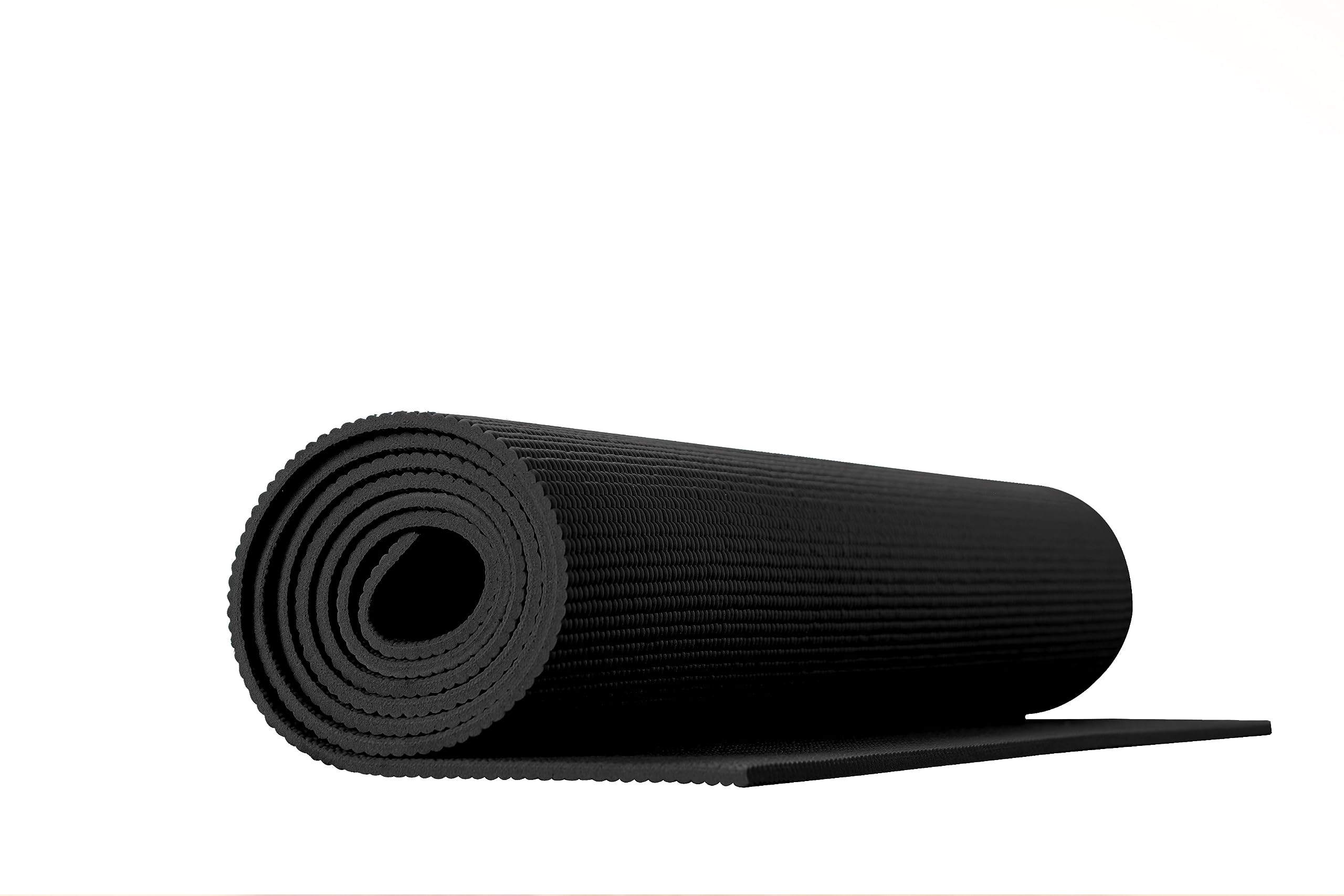 Tappetino Yoga Fitness Ginnastica Tappeto Palestra Antiscivolo Arrotolabile 61 x 173 Cm Pilates Workout - Nero