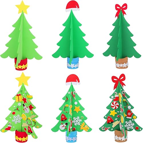 Miniatura 5 de Aneco 12 kits de manualidades de espuma para árbol de Navidad, incluyendo espuma de árbol de Navidad, surtido de calcomanías autoadhesivas para