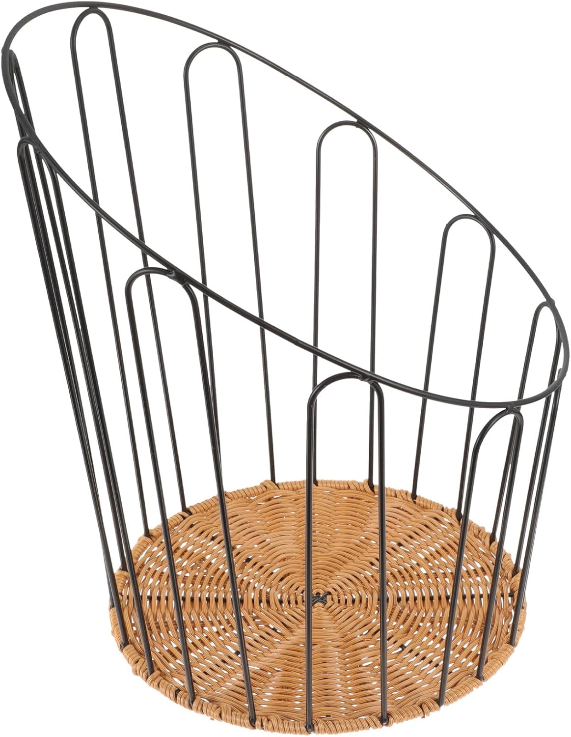 SUPVOX Rustproof Iron Frame Bread Basket Woven Small Storage Basket for Home Kitchen Dining Bread Serving and Baking