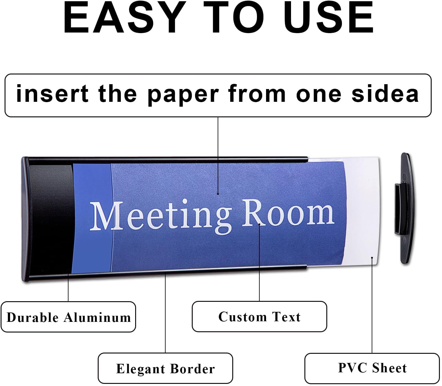 Set of 5 - Nameplate Holder for Wall Mount, 2.36'' x 8'' Curved Office Business Door Sign Holder-Black - Image 3