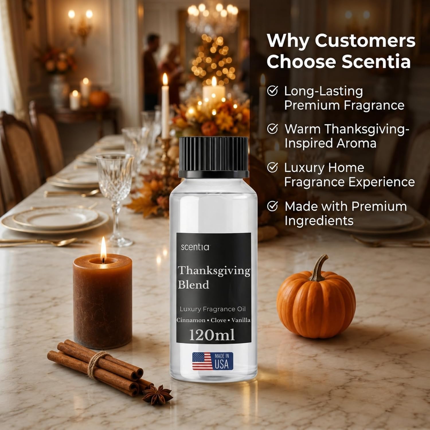 Thanksgiving Blend Diffuser Oil, Cinnamon Clove Vanilla Coconut, 120 mL
