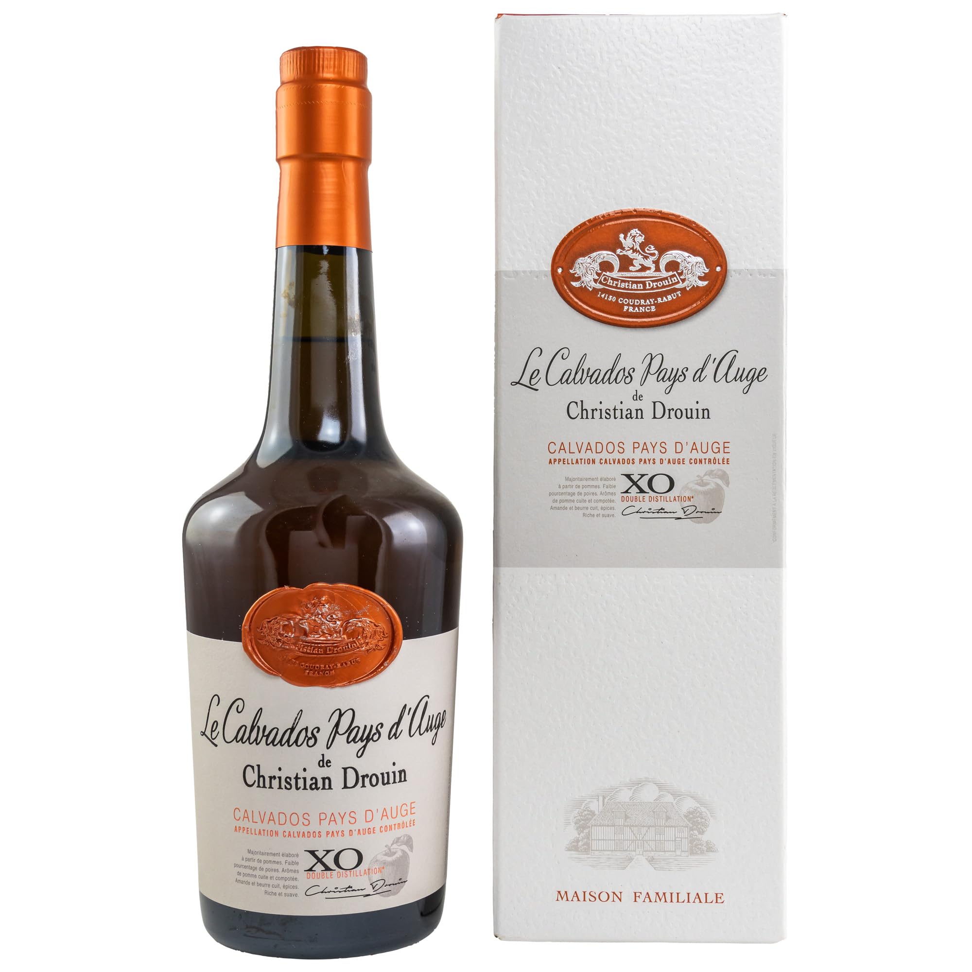 Christian Drouin Calvados XO | Französischer Apfelbrand | Langjährig Gereift | Komplex & Vollmundig | AOC Pays d'Auge | 40% Vol. | 700 ml