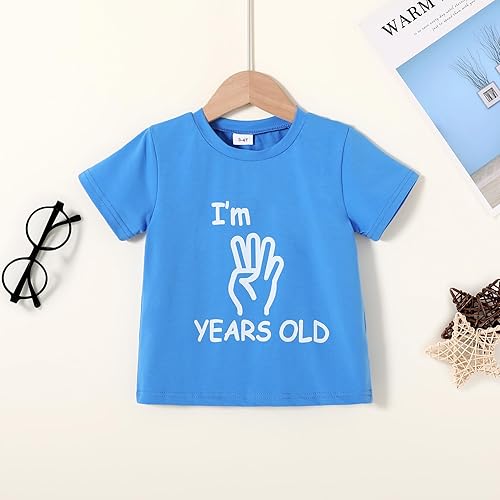 Vista 19 de YOUNGER STAR Niños Gris Young Wild Tres Cumpleaños Cuatro Siempre Salvaje Hermano Twin Letra Impresión Camisetas 3T 4T