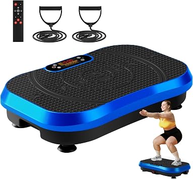 SoftGym Vibration Plate Exercise Machine for Lymphatic Drainage Weight Loss,120 Speed Levels Vibrating Platform with Resistance Bands,Full-Body Workout Equipment for Muscle Activation