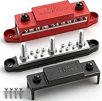 Vista 7 de Barra de bus marina de 150 A 12 V, bloque de distribución de energía de 1/4 pulgadas, barra de bus de batería, bloque de terminales de barra