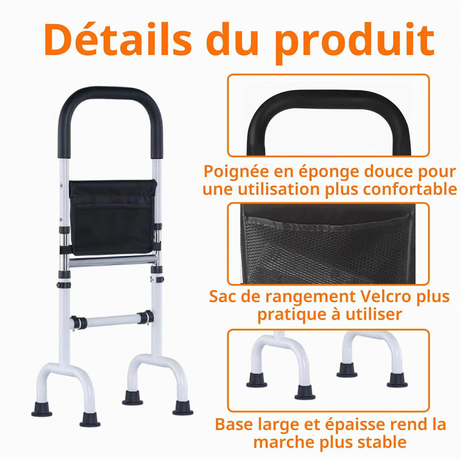 Aide Lever pour Personnes Âgées & Adulte, Aide Position Debout Hauteur Réglable, Support Redressement, Aide Marche pour Utilisation Maison, Lit, Toilettes, Canapé, Domicile (136KG Capacité)