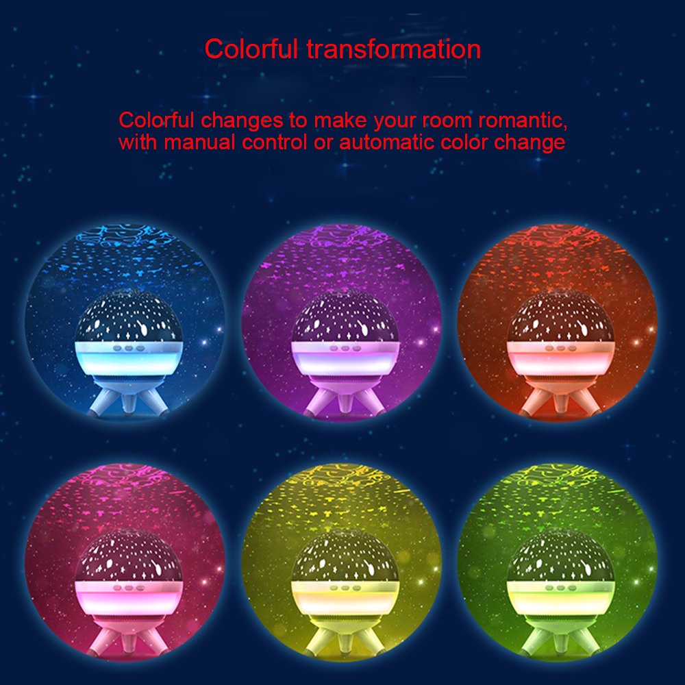 Obrotowy projektor LED Starlight 3 tryby światła automatyczne wyłączanie czasomierz sen lampka nocna lampa wielokolorowa transformacja z kablem USB do dekoracji wnętrz, pokoju dziecięcego, prezent dla dzieci, romantyczne gwiaździste światło