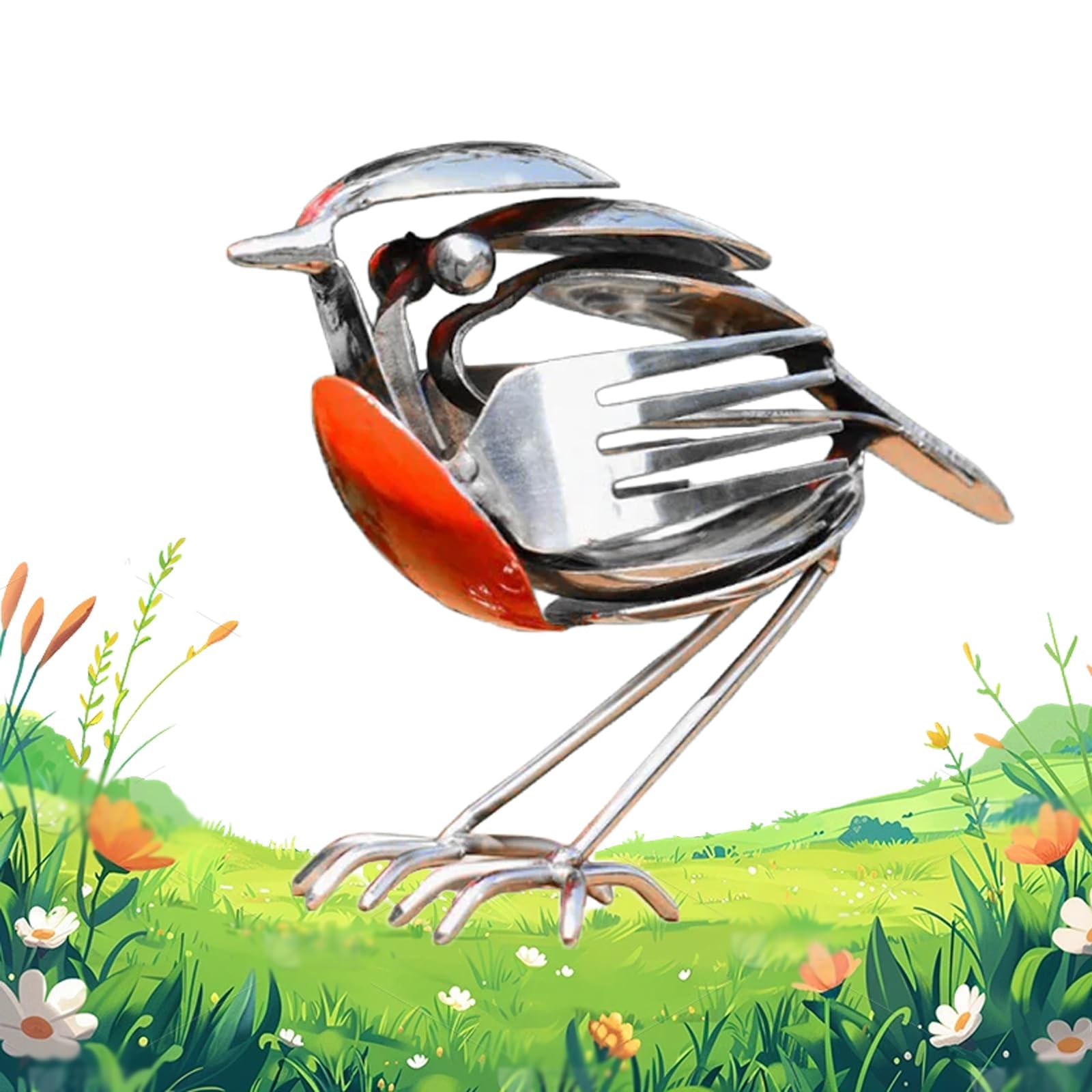 Hope Wings, Robin Scrap Metal Art Sculpture, Metal Art Sculpture - Handcrafted Bird Statue, Unique Home Decor for Garden, Patio, or Office Desk, Decorative Steel Craft (1pc)