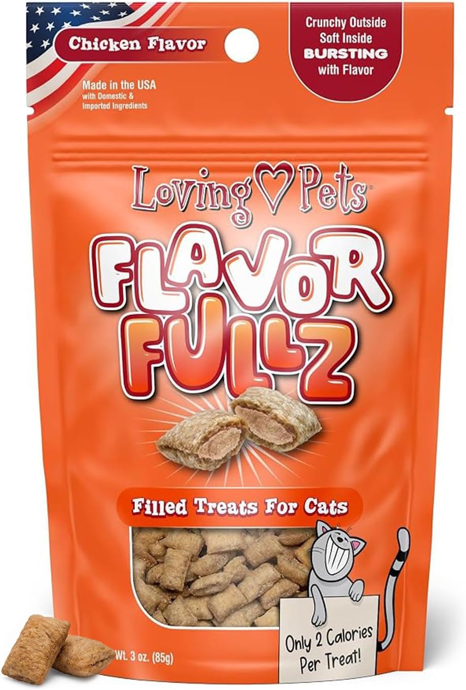 Loving Pets Flavorfullz Filled Treats for Cats, Chicken 3 oz.