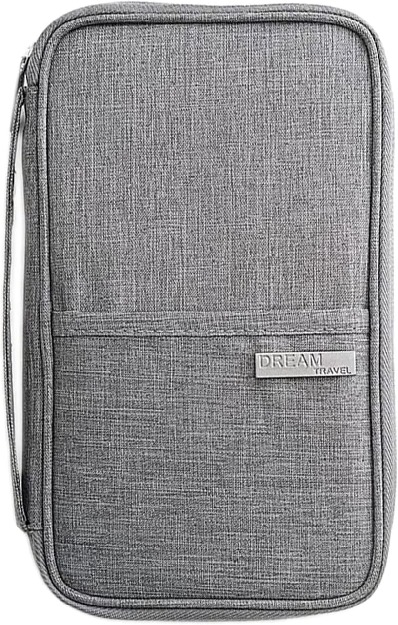  | Ardanlingke Passport Wallets, Travel Wallet, Travel Document Organizer，RFID Family Passport Holder, Portable Case for Boarding Pass, ID, Money, Tickets with Zipper (gray) | Passport Wallets