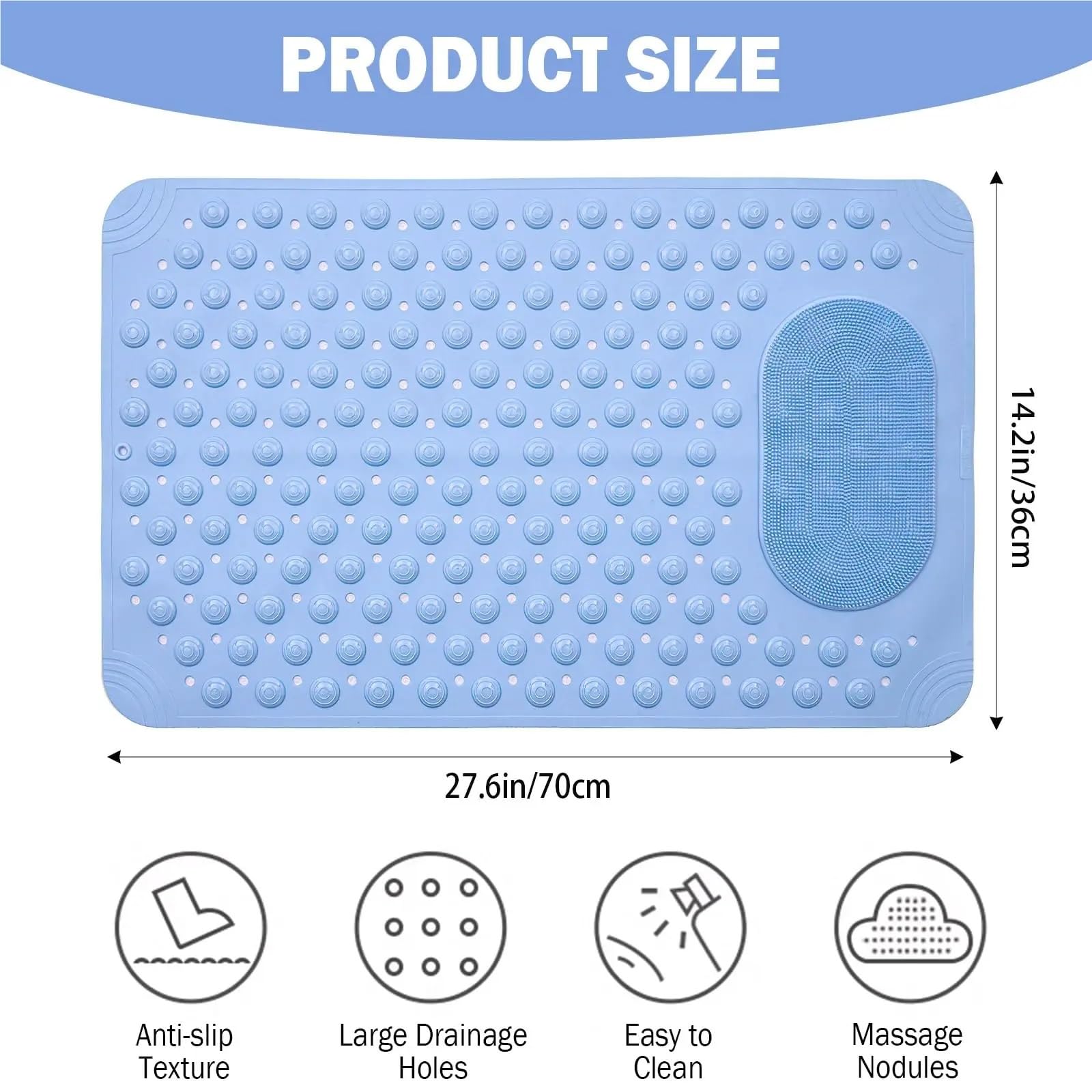 Cuscino In Lattice Tappetino antiscivolo for doccia supportato da una potente ventosa massaggiante in materiale PVC con fondo for il bagno dell'hotel