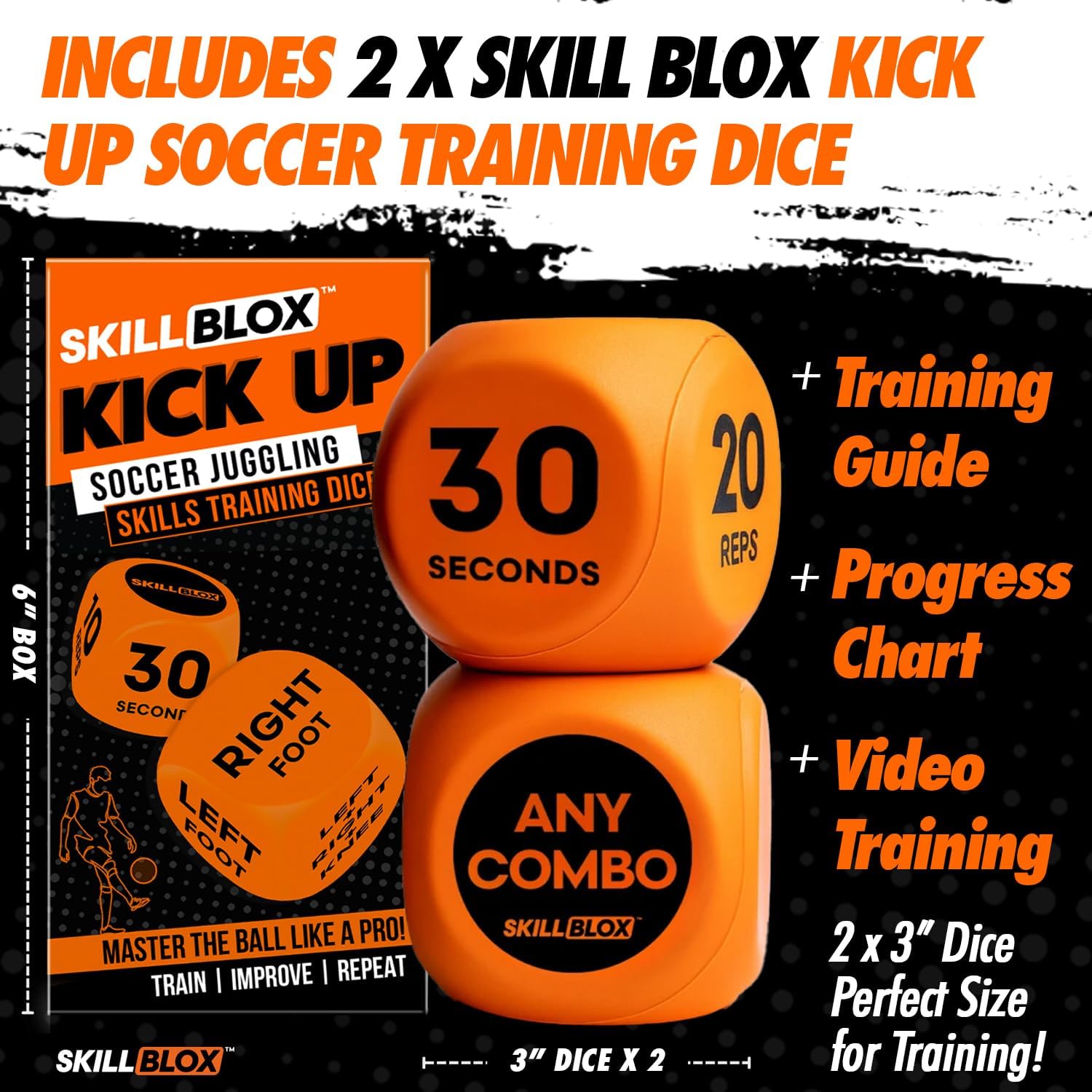 Skill Blox Soccer Gift for Boys – Kick Up Training Dice Game (2 Pack) – Fun Soccer Skill Training Game for Kids, Boys & Girls 8–12