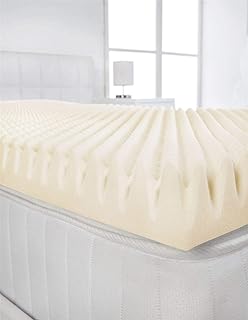 2" (50mm) European Continental Double Bed Size Visco Memory Foam Mattress Topper Profile, Egg Shell Crate Box, Orthopaedic, Support, Pain Relief (140cm x 200cm) UK Made By Littens Off White