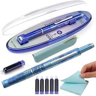 Refillable Ink Pen with Advanced Quick Access Retractable: Fountain Pen Smooth Lines Every Time Sustainable Fountain Pen Five Cartridges and Grip(C)
