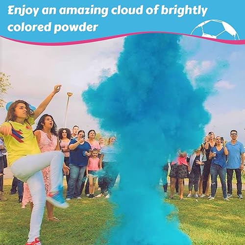 Miniatura 7 de Kit de polvo de pelota de fútbol para revelación de género, 1 azul y 1 rosa, ideas locas para revelar el género, kit de pelotas de fútbol para