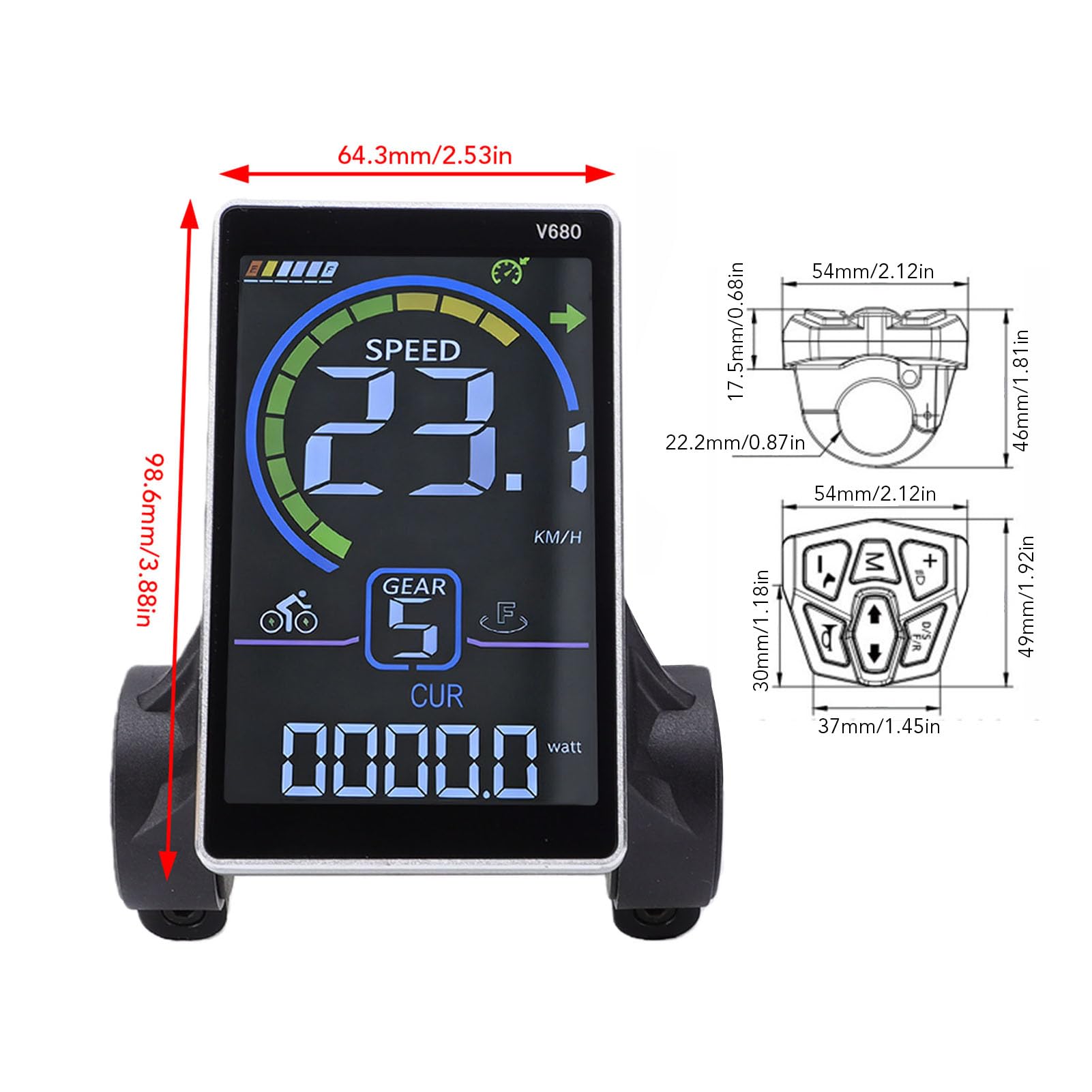Generic Pannello di Controllo a Colori con Schermo LCD Resistente All'acqua Controller Brushless a Doppia Azionamento da 500 W per Veicoli Elettrici
