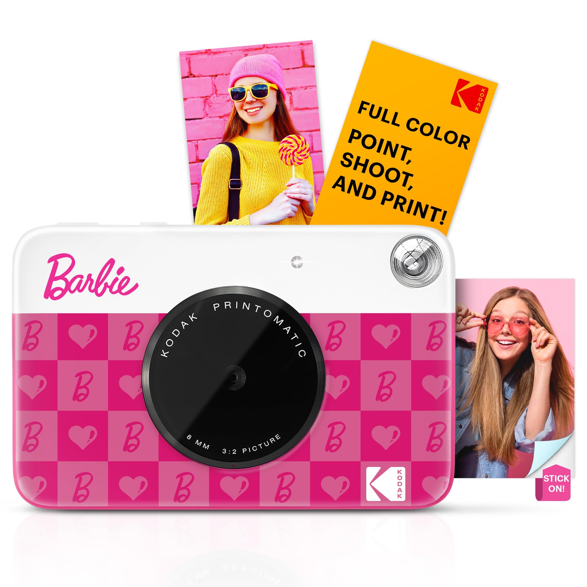 Kodak x Barbie Printomatic Appareil Photo Numérique Instantané Full-Color Barbie Starter Bundle (Style Iconique) + Étui Deluxe Barbie + Papier Zink (20 Feuilles)