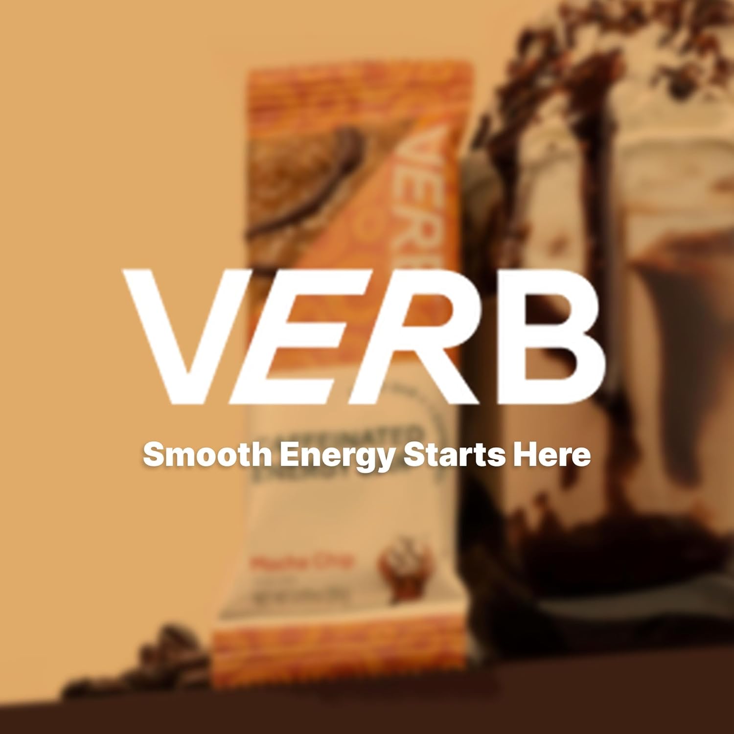 Verb Caffeinated Energy Bars Mocha Chip (26g, Pack of 16) 110-Calorie Delicious Low Sugar Energy Bar - Vegan Gluten Free On-the Go Snack with 80mg Green Tea Caffeine, Only Real-Food Ingredients