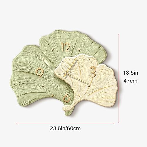 Miniatura 2 de Decorative Wall Clocks for Living Room, Large Wall Clock, 3D Wall Art Kitchen Clock, Ginkgo Leaf Sculpture for Bedroom Office(Green,Large)